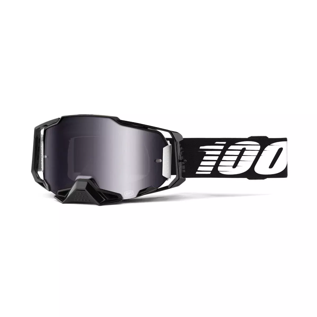 100% Armega Goggles Black with Silver Mirror Lens