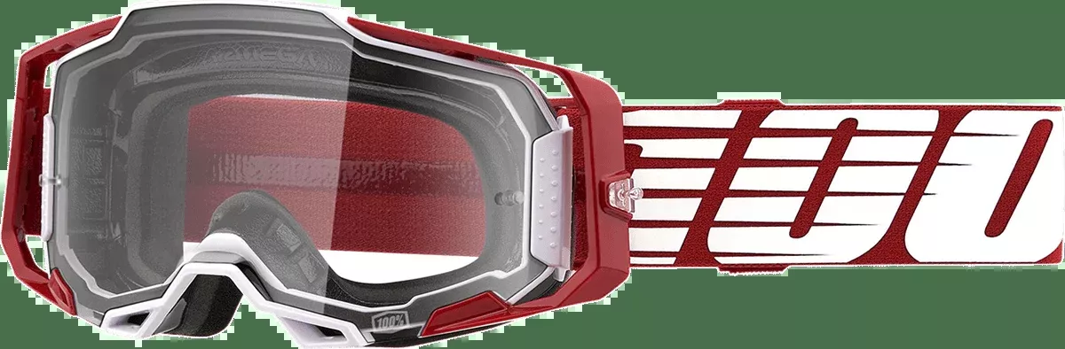 100% Armega Goggles - Oversized Deep Red - Clear 50004-00009