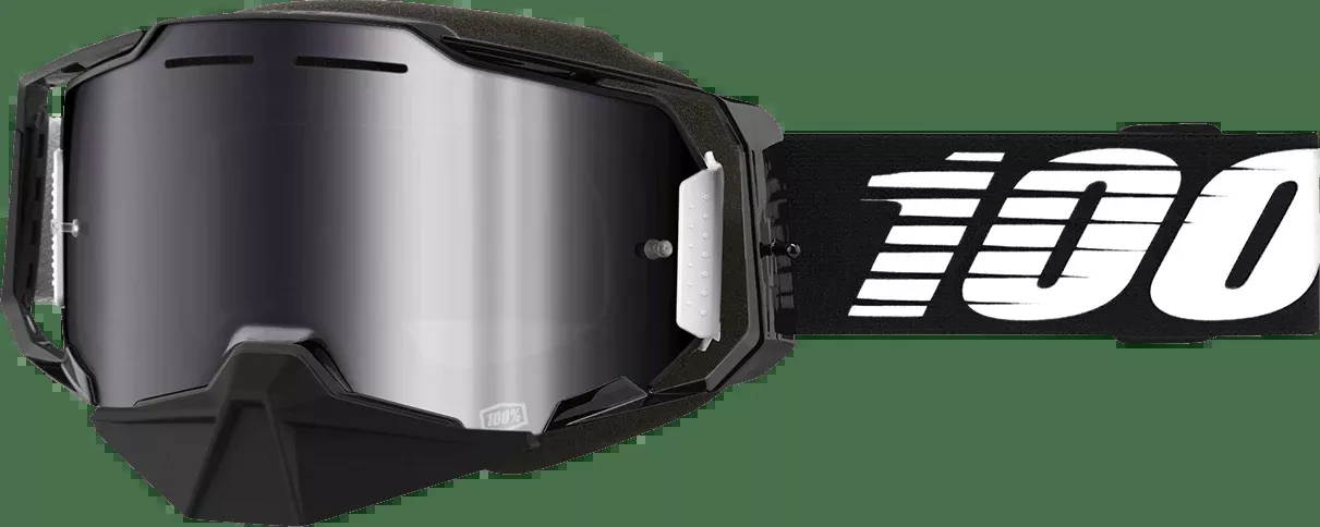 100% Armega Snow Goggles – Black – Silver Mirror 50008-00001