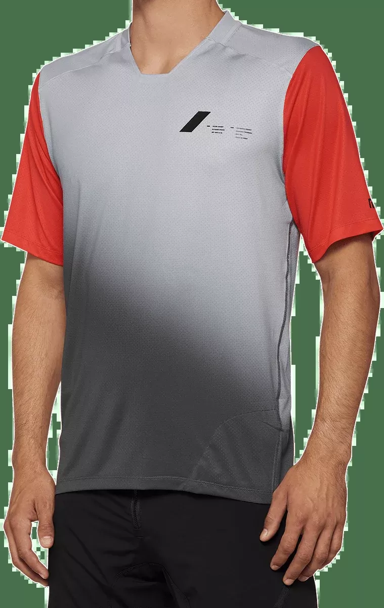 100% Celium Jersey - Short-Sleeve - Gray/Racer Red - Large 40011-00012