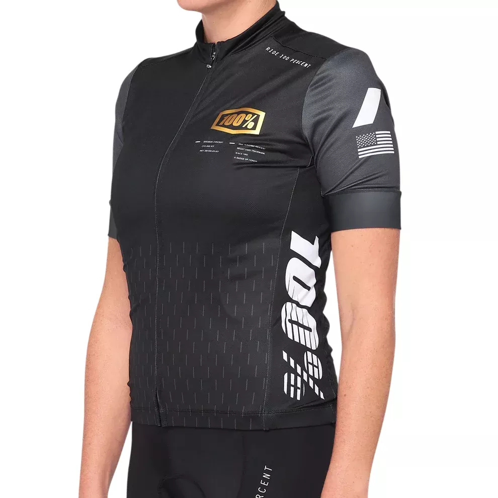 100% Exceeda Short Sleeve MTB Jersey – Womens – Black-Charcoal