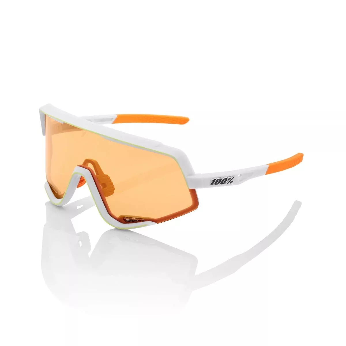 100% Glendale Sunglasses Soft Tact Oxyfire White with Persimmon Lens