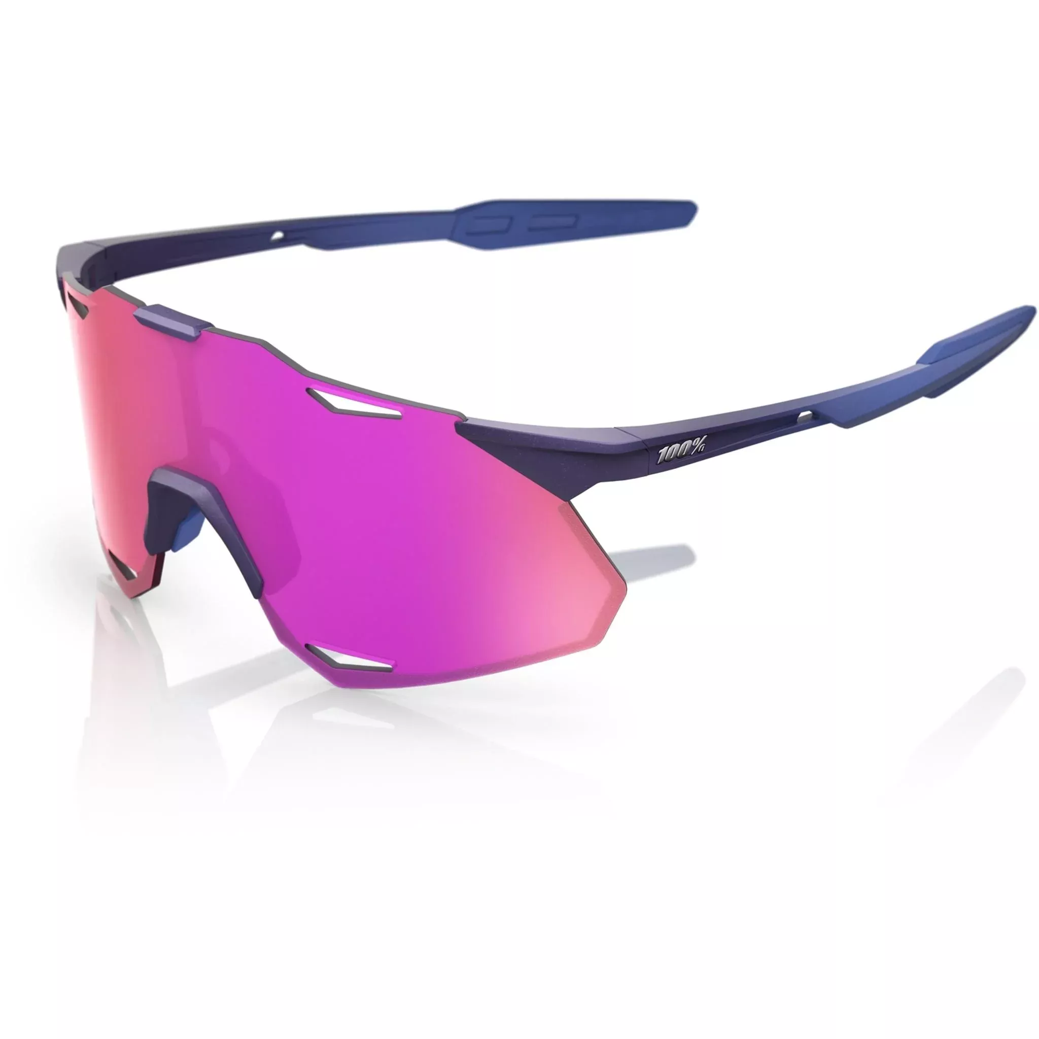 100% Hypercraft XS Sunglasses Satin Storm Metallic – Purple Mirror Lens