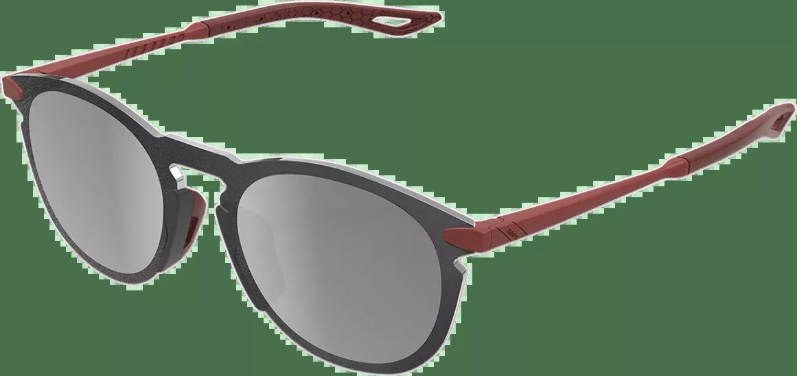 100% Legere Sunglasses - Round - Crimson - Silver Mirror 61040-392-76