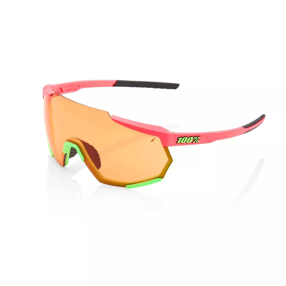 100% Racetrap Sunglasses Matte Washed Out Neon Pink with Persimmon Lens