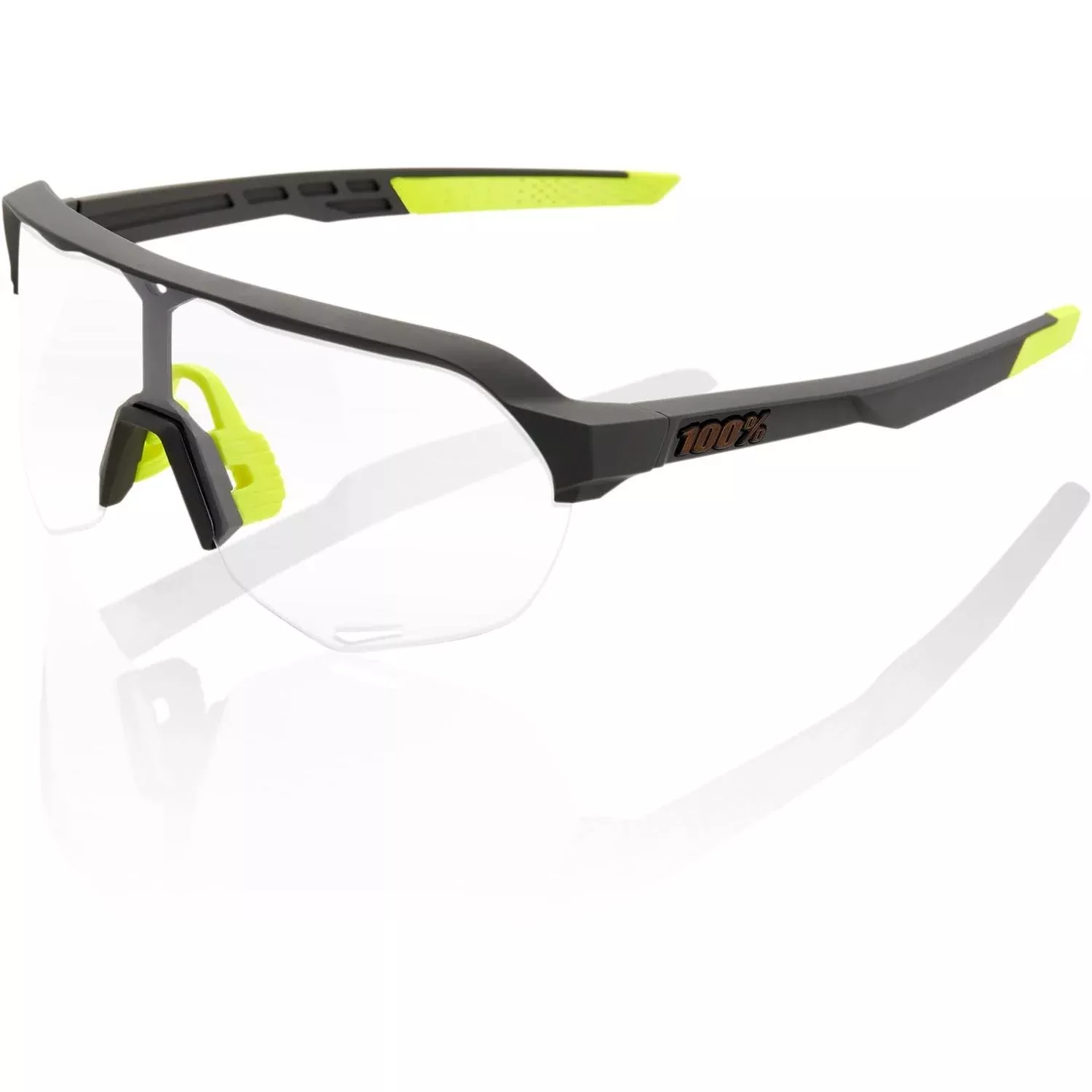 100% S2 Sunglasses Soft Tact Cool Grey with Photochromic Lens