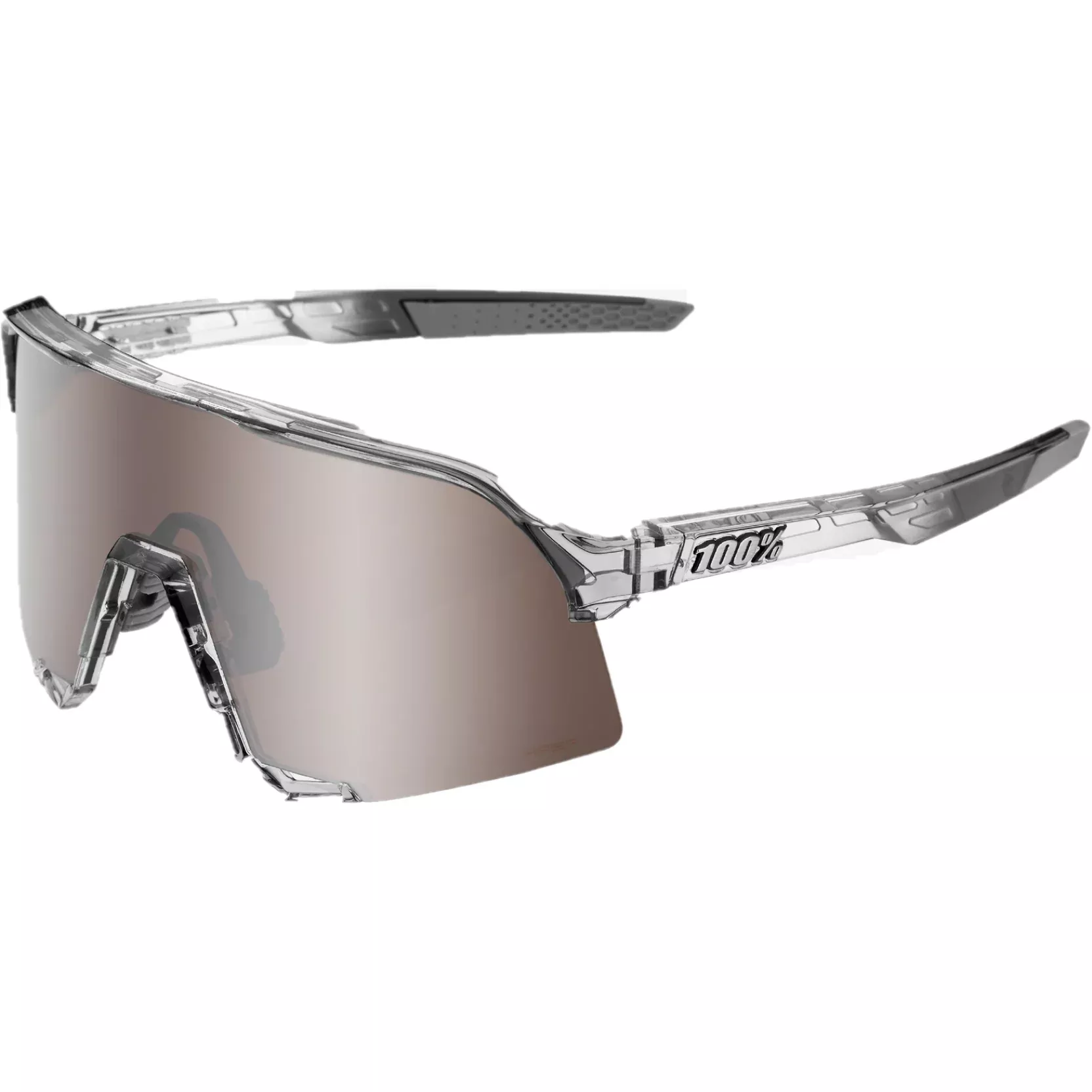 100% S3 Sunglasses Translucent Grey with HiPER Silver Lens