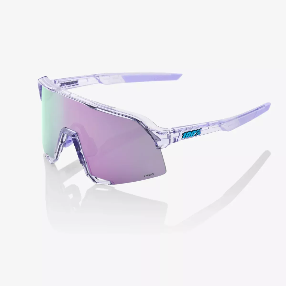 100% S3 Sunglasses Translucent Lavender with HiPER Lavender Mirror Lens