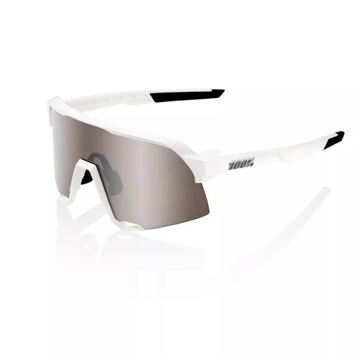 100% S3 Sunglasses White with HiPER Silver Lens