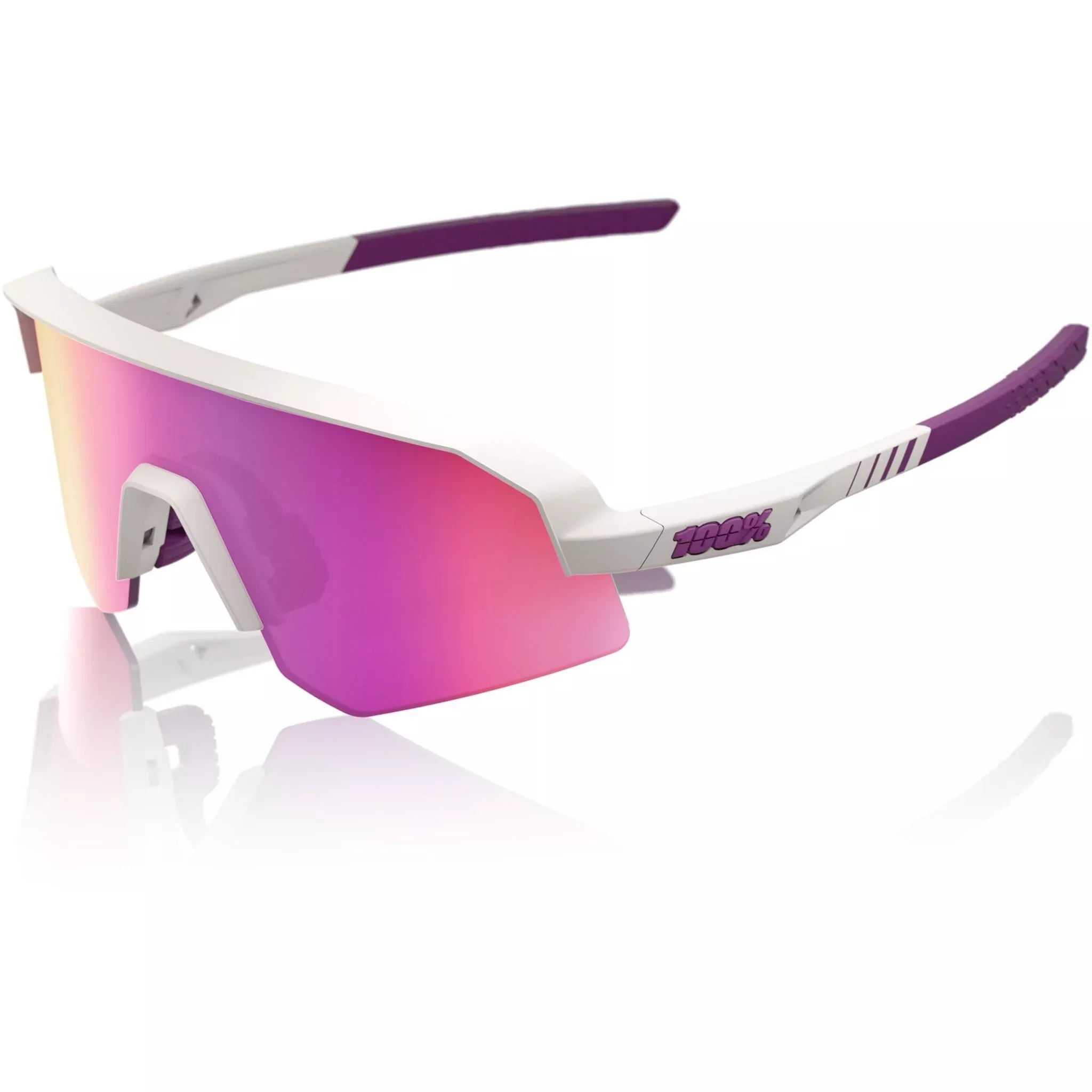 100% Slendale SL Sunglasses Matte Chalk – Purple Mirror Lens
