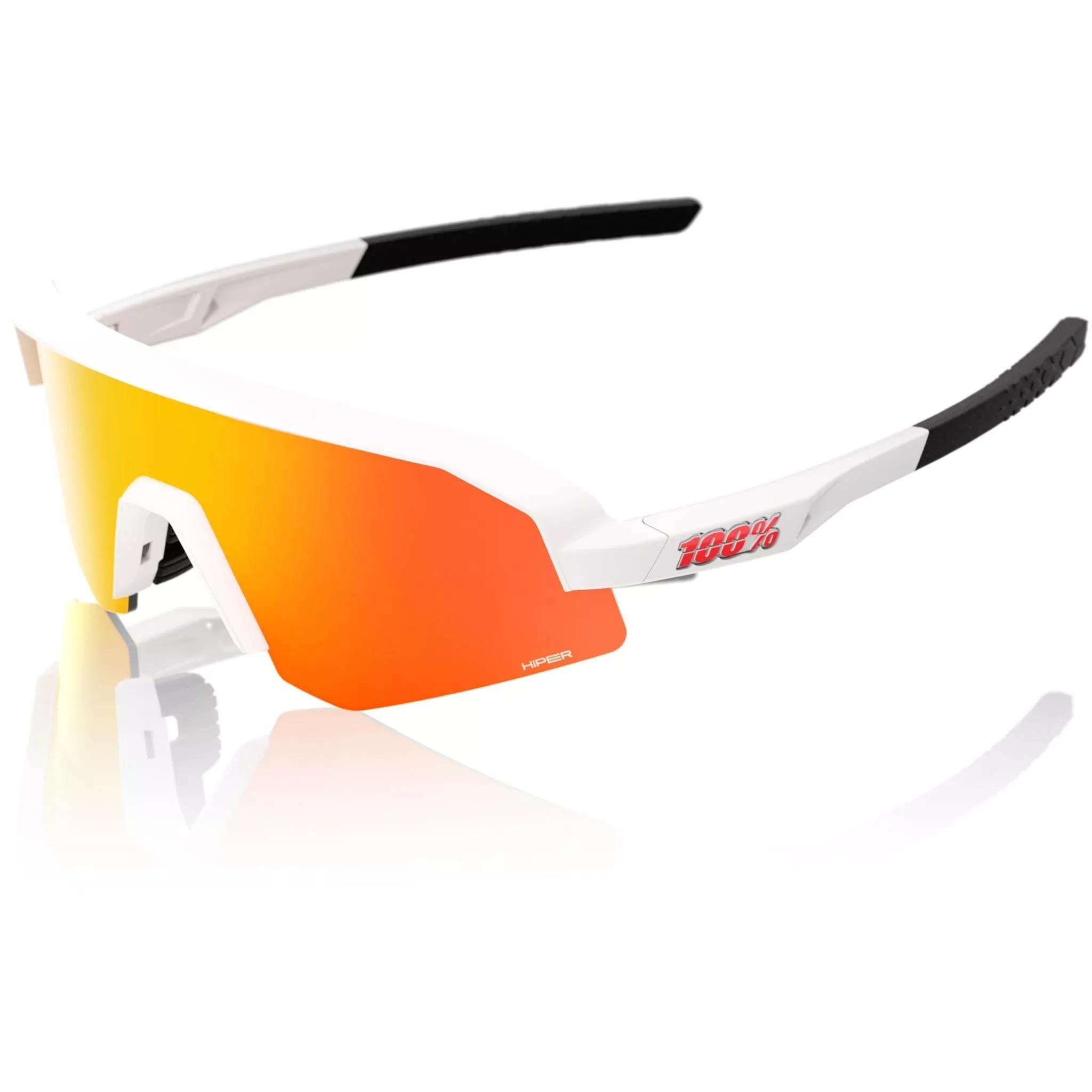 100% Slendale XS Sunglasses Matte White – HiPER Red Mirror Lens
