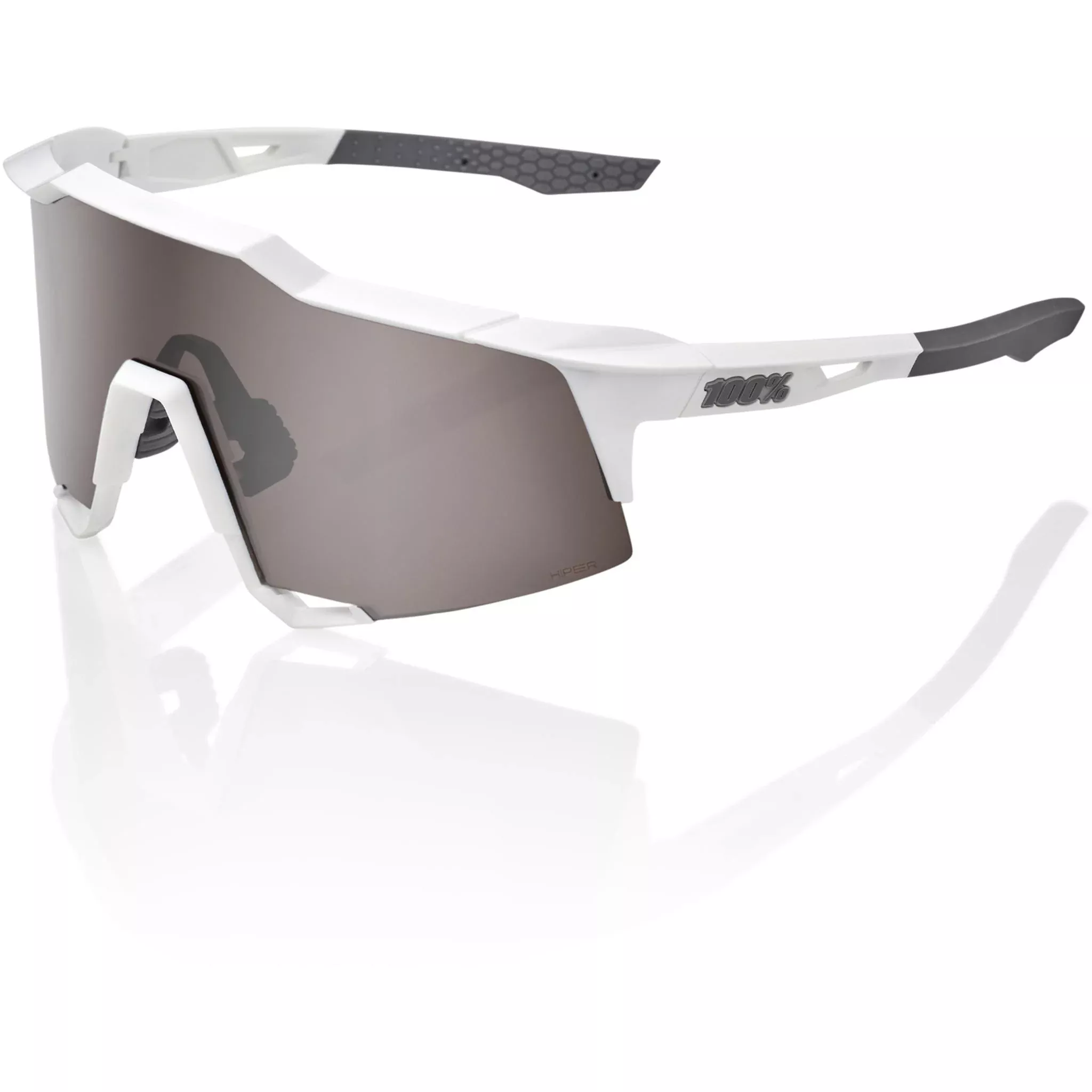 100% Speedcraft Sunglasses Matte White – HiPER Silver Mirror Lens