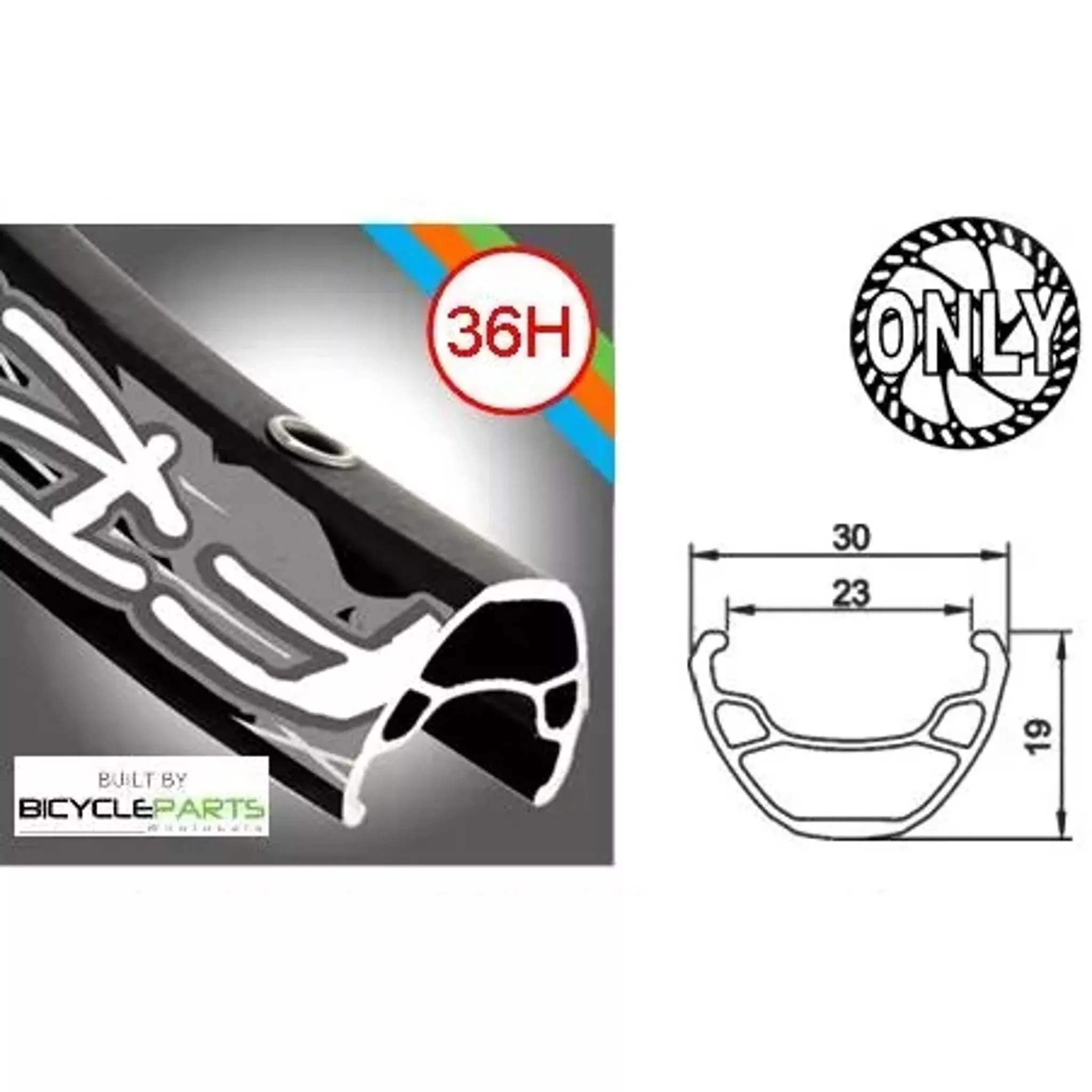 Alexrims FR30 Single-Speed Nutted MTB Rear Wheel 26” Black