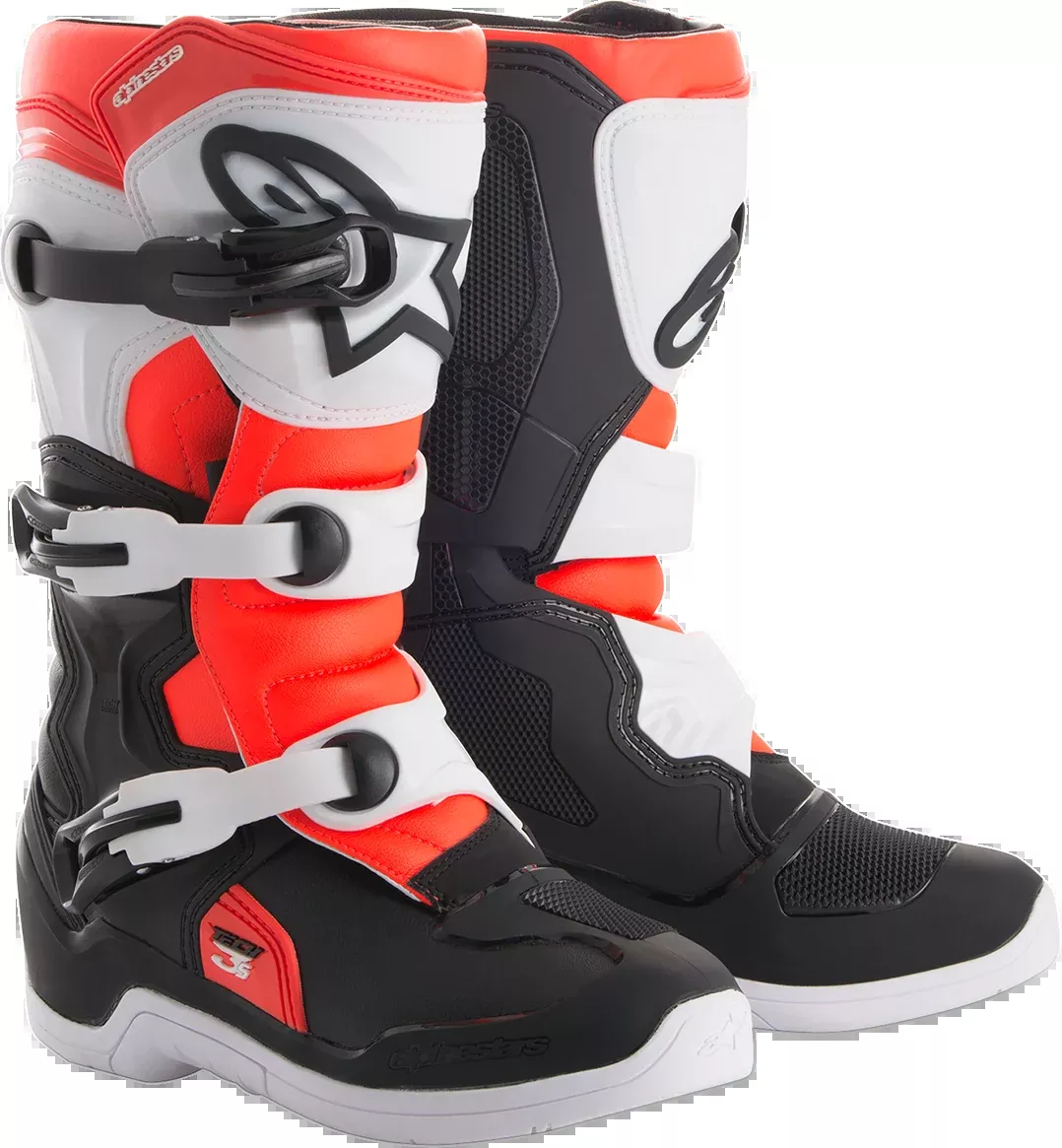 ALPINESTARS Tech 3S Boots - Black/White/Fluorescent Red - US 2 2014018-1231-2