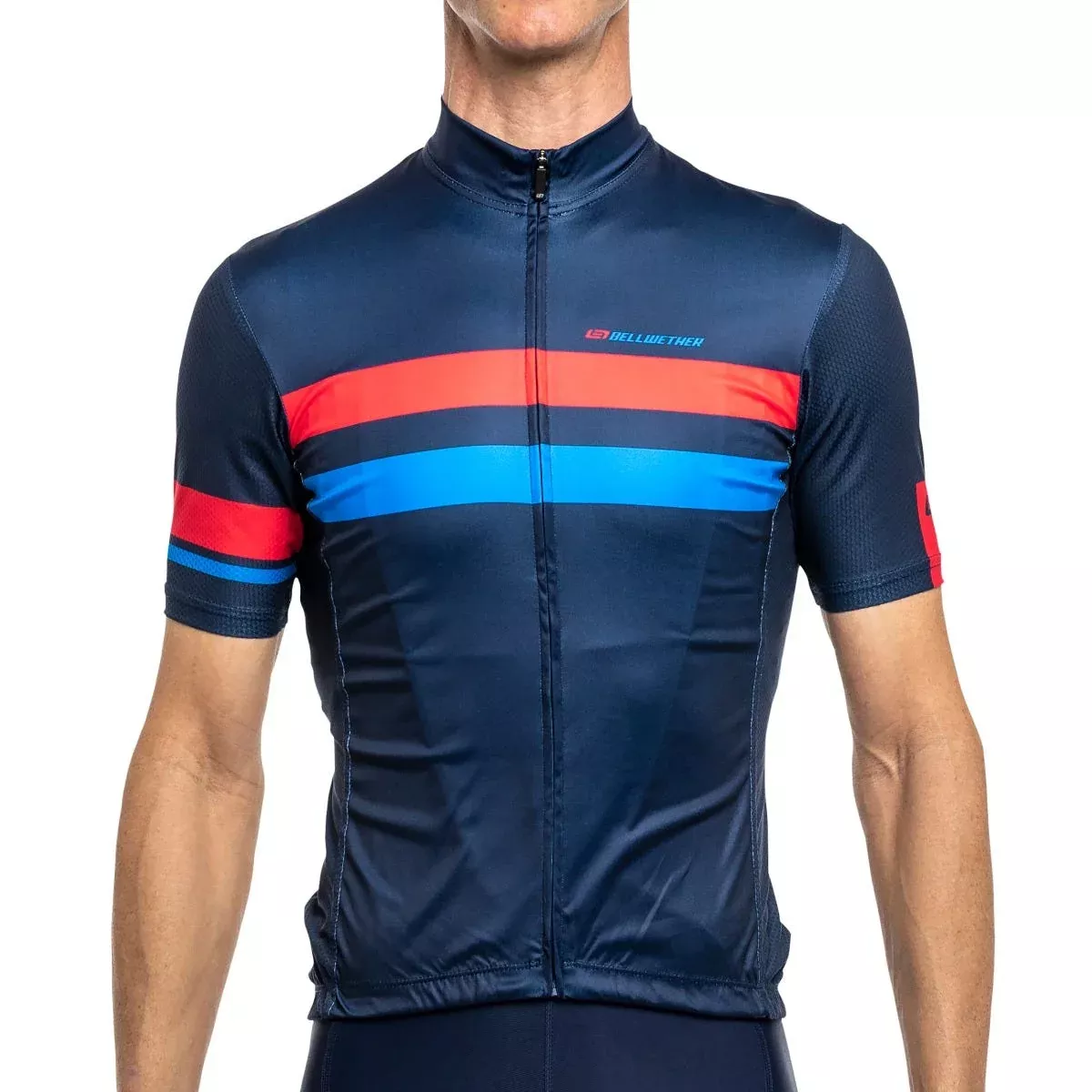 Bellwether Edge Short Sleeve Jersey Navy/Cyan/Ferrari
