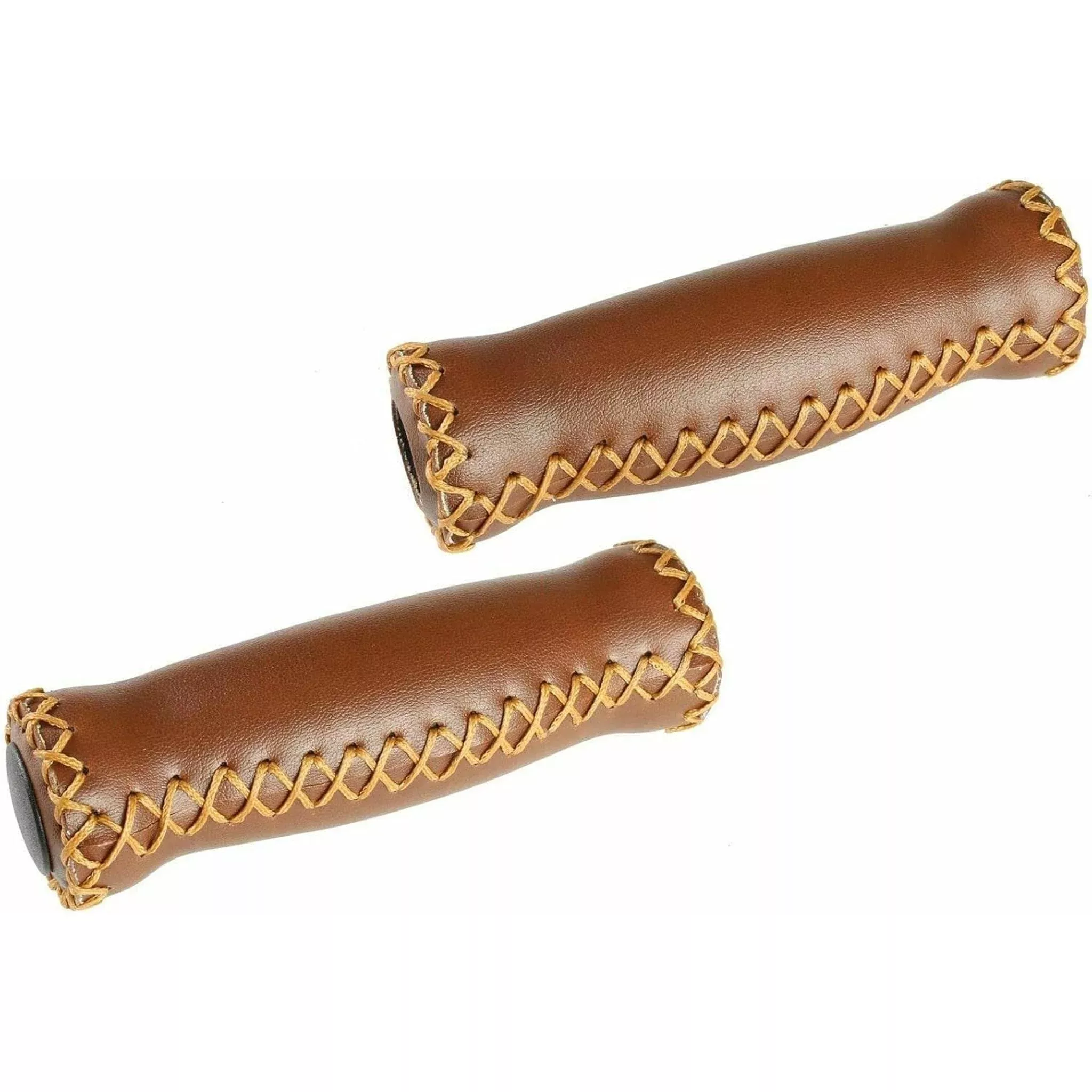 BPW Vintage Foam Leather Push-On Handlebar Grips Brown