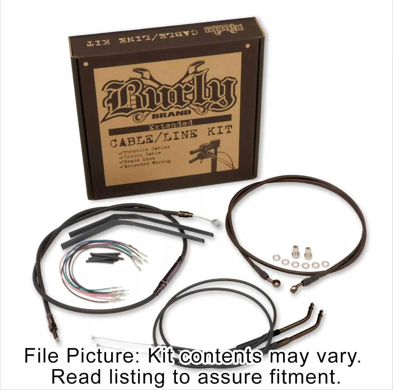 Burly Black Vinyl Extended Cable Kit for 14" Handlebars Harley Dyna FXD 07-11