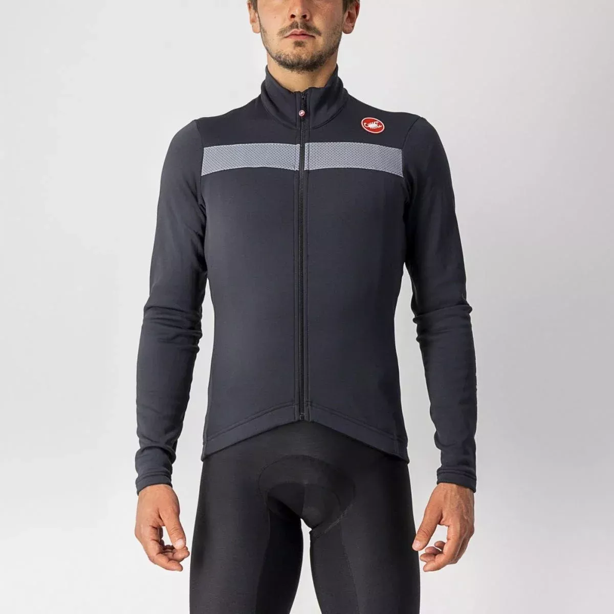 Castelli Puro 3 LS Jersey Light Black/Silver Reflex