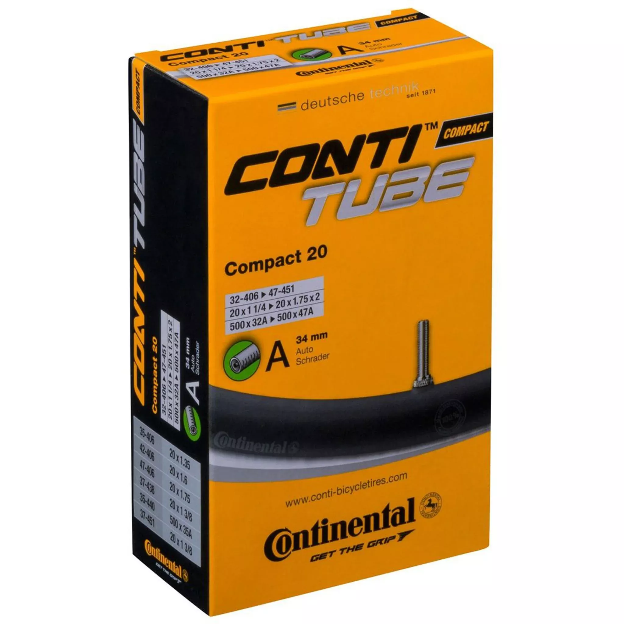 Continental Compact A20 Schrader Valve Inner Tube 20 x 1.25-1.75”
