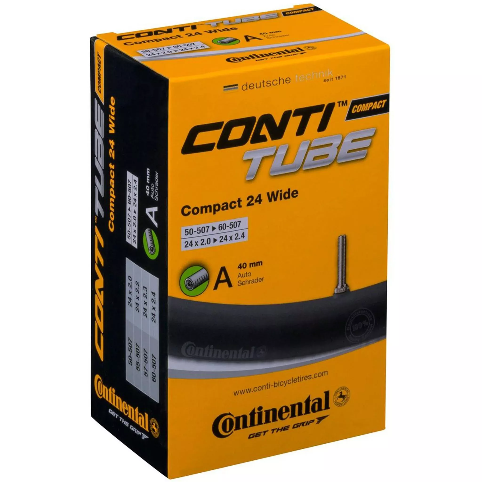 Continental Compact Wide A40 Schrader Valve Inner Tube 24 x 2.0-2.4”