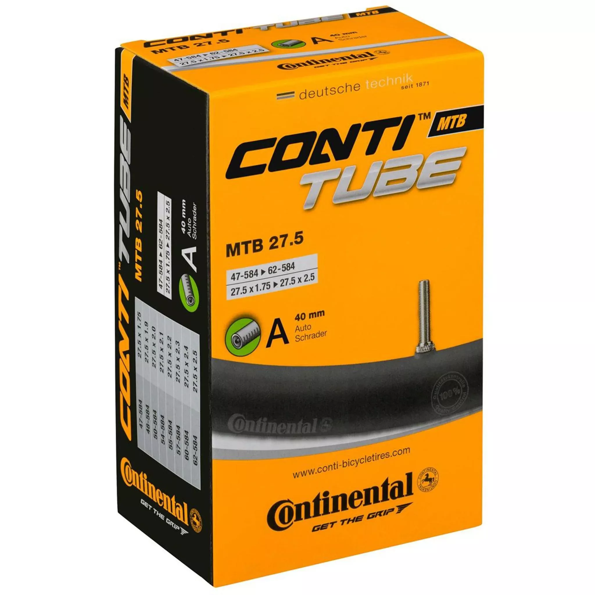Continental MTB A40 Schrader Valve Inner Tube 27.5 x 1.75-2.5”