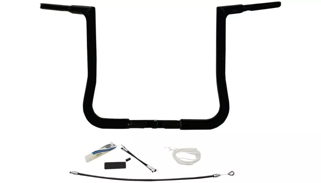 FBI Fat Baggers Black 1-1/4" EZ Install Flat Top 12" Handlebar Harley FLH 08-13