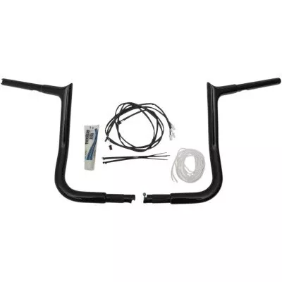 FBI Fat Baggers Black 12" EZ Install Pointed Handlebar Package Harley FLH 14-20