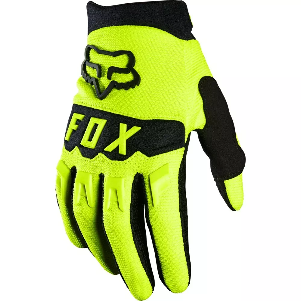 FOX Dirtpaw Full Finger Youth Gloves Fluorescent Yellow