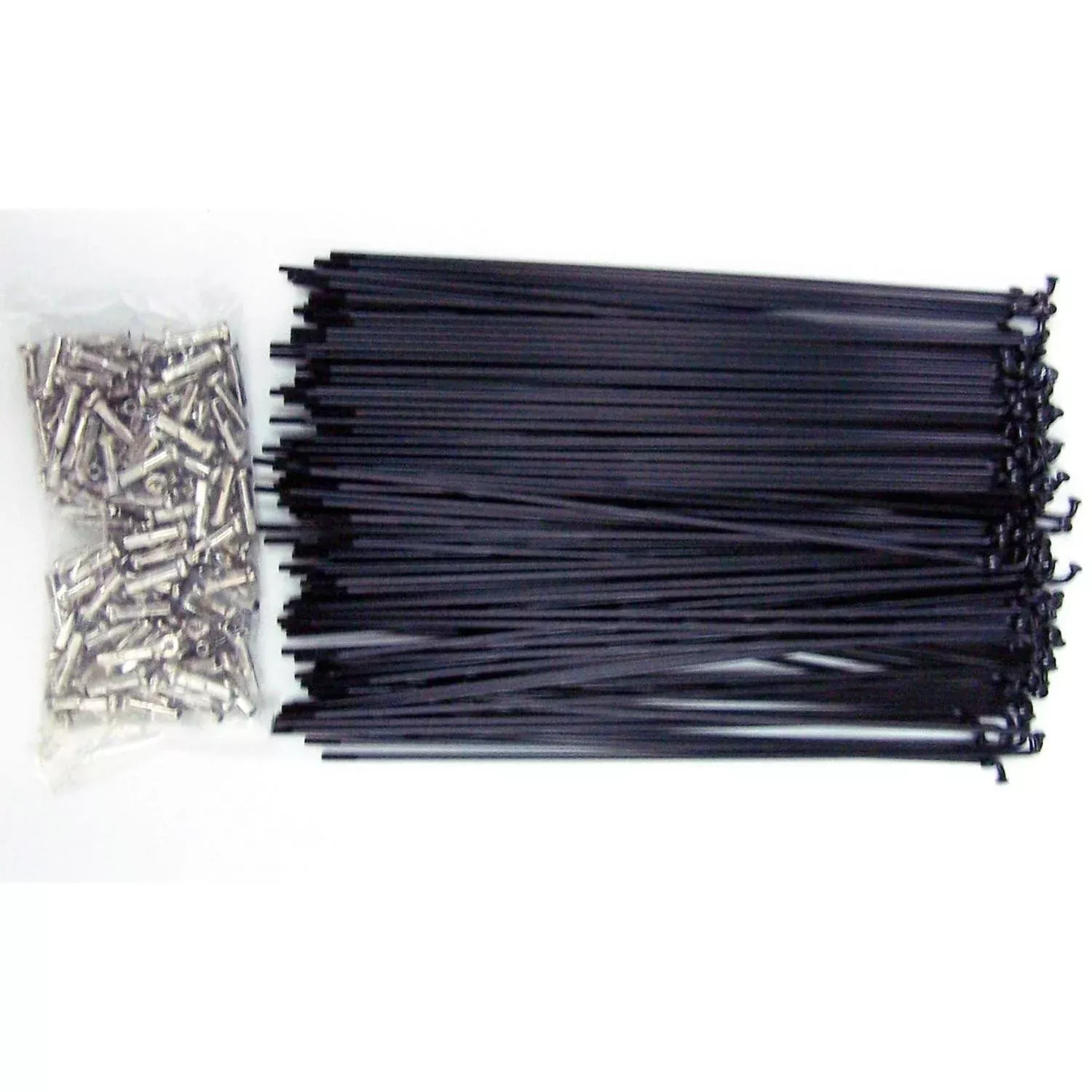 Hi-Tech Steel Spokes & Nipples 174mm 14G Black/Silver (40 Pieces)