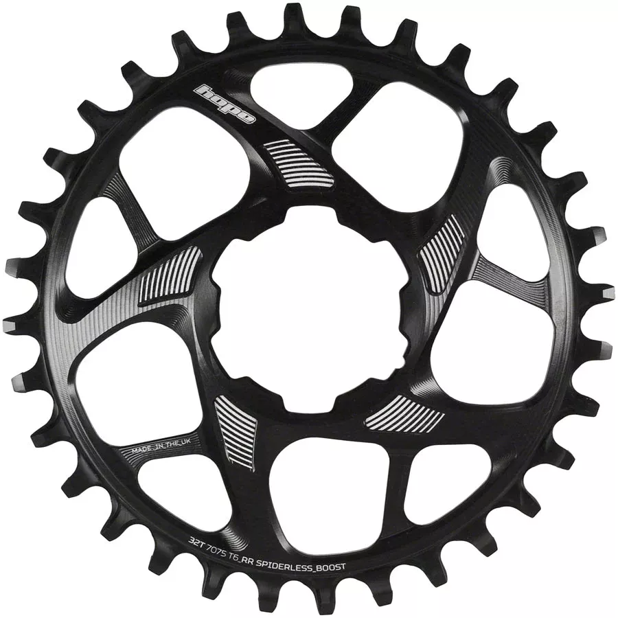 Hope Spiderless Retainer Chainring – 32t, Boost, Hope Direct Mount, R22, Black