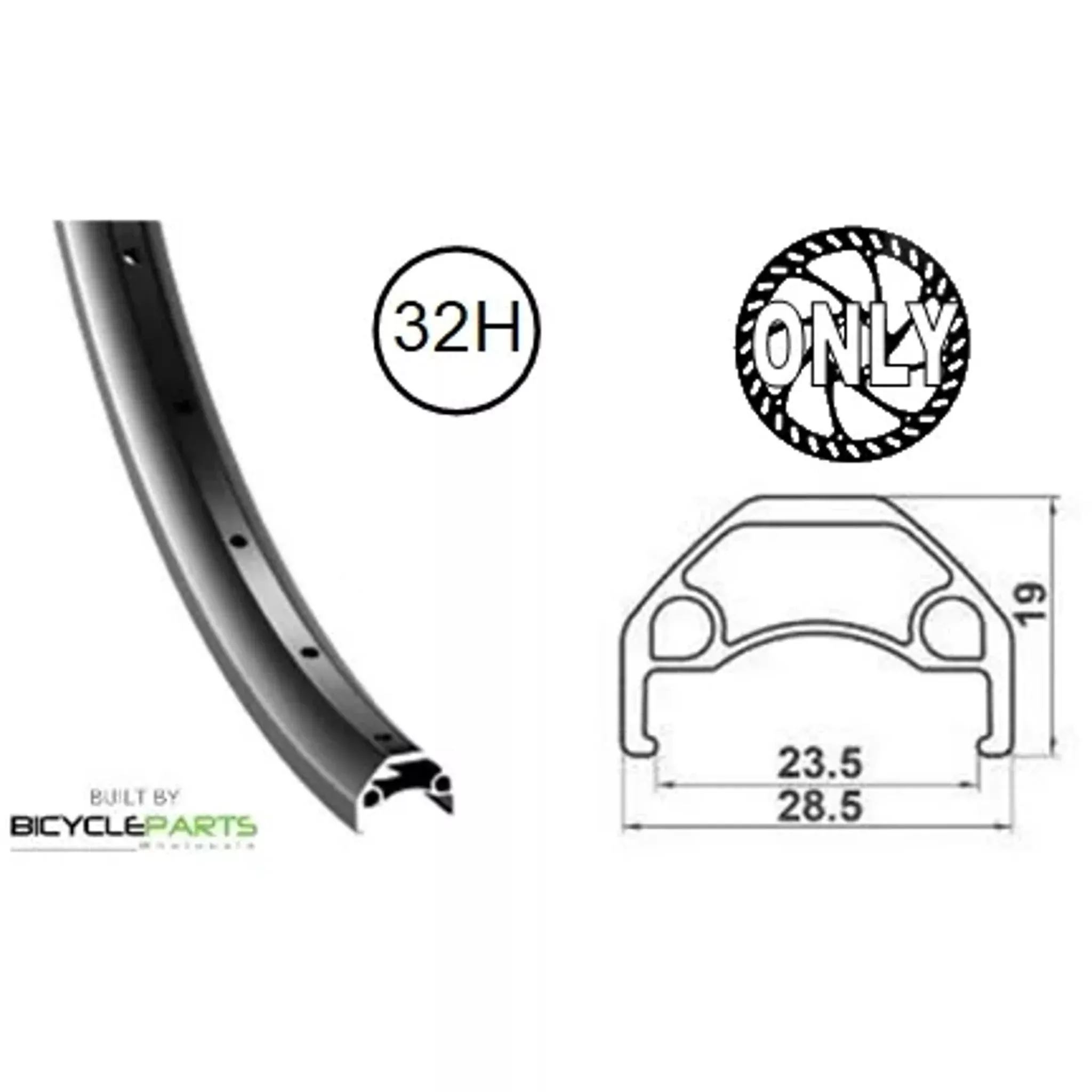 Jetset HC-X359 Front MTB Wheel 27.5'' Black