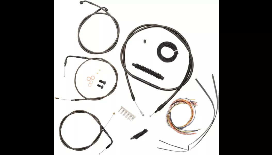 La Choppers Complete Midnight Cable Line 12"-14" Kit Harley 07-10 FXST/B/C