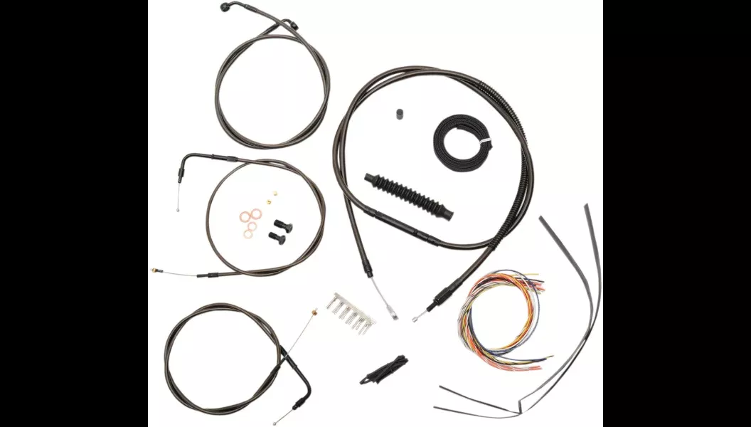 La Choppers Complete Midnight Cable Line 12"-14" Kit Harley 12-15 FXDB/C