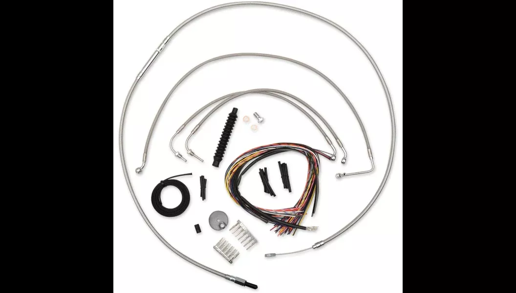 La Choppers Complete Stainless Cable Line 15"-17" Kit Harley 14-15 FLHX Non ABS