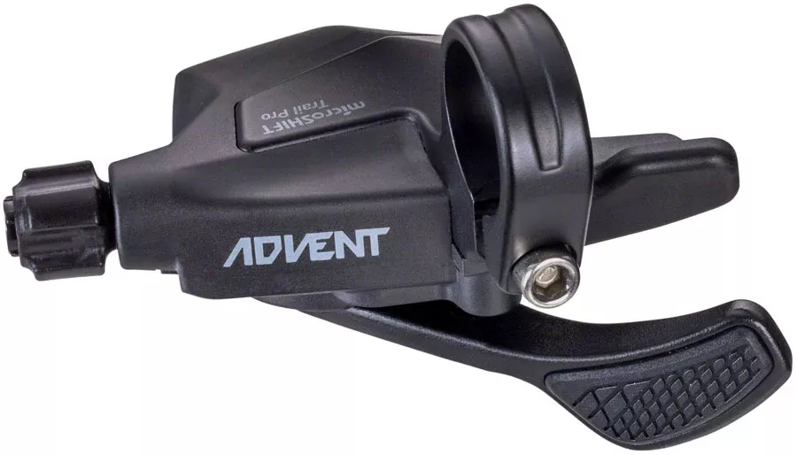 microSHIFT ADVENT Trail Trigger Pro Right Shifter - 1 x 9 Speed, Silicone Thumb Pad, ADVENT Compatible Only, Black