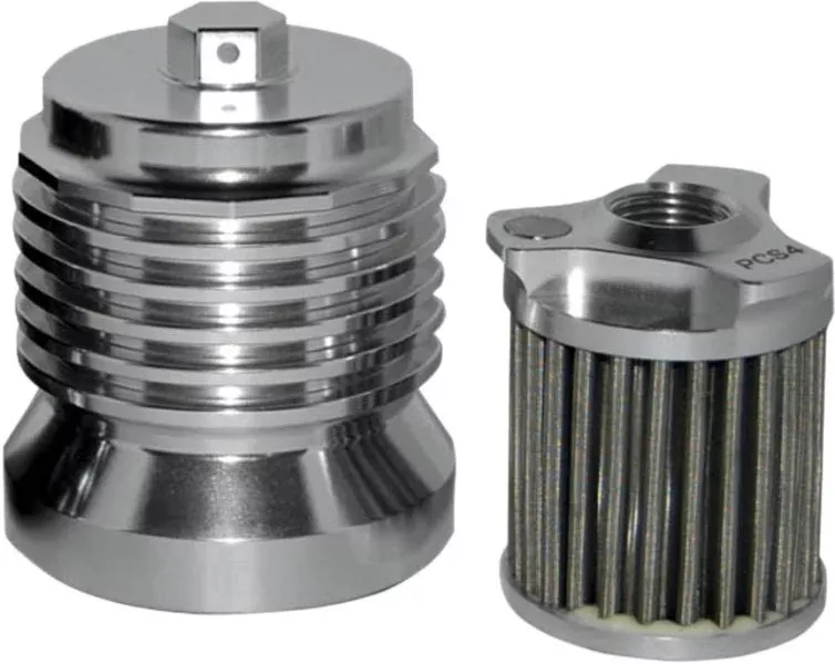 PC Racing PCS4C Polished Flo Oil Filter Reusable 35 Microns Harley & Custom