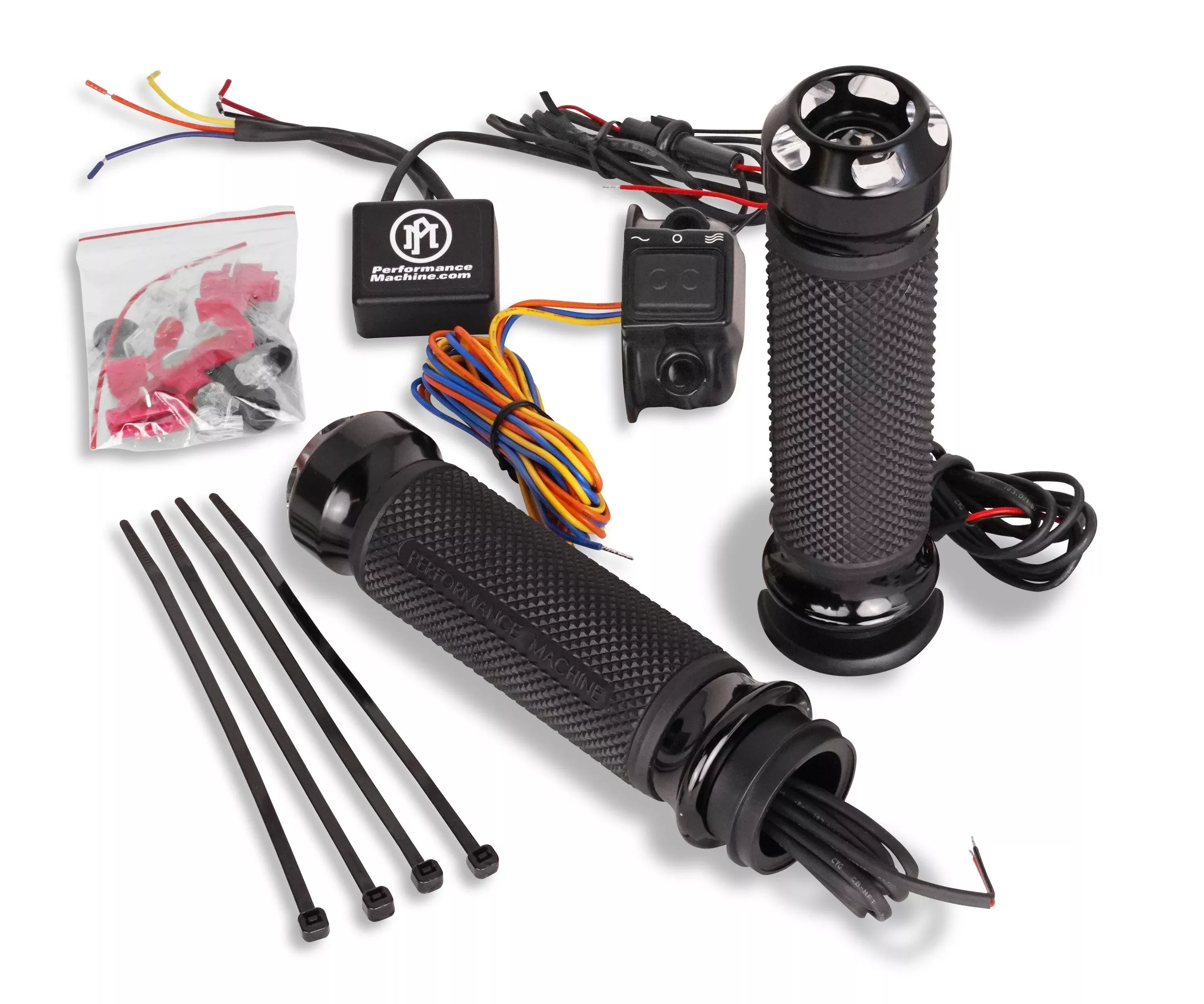 Performance Machine Apex Heated Grips Contrast Cut Electronic Throttle Harley TBW