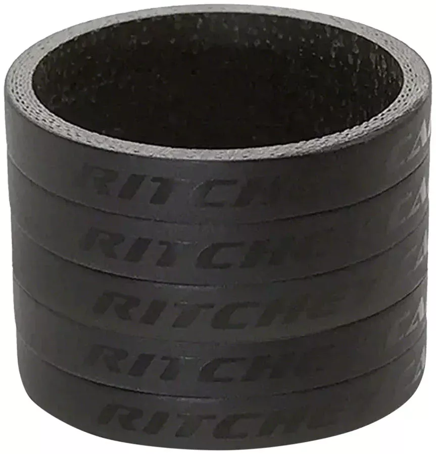 Ritchey WCS Carbon Headset Spacers 1-1/8, 5mm, Black, 5-pack