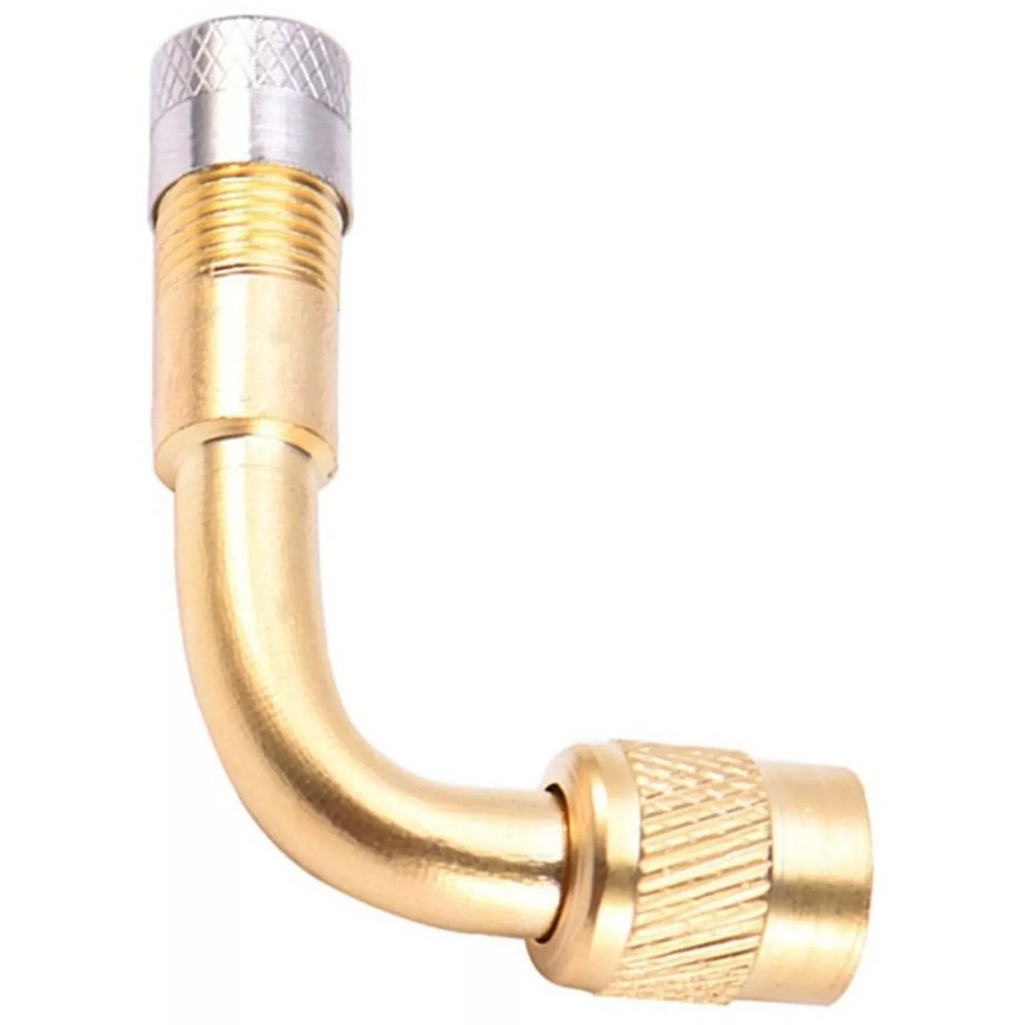 Rocket 90 Degree Schrader to Schrader Valve Pump Adapter Gold
