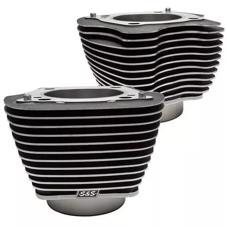 S&S 910-0682 Black w Highlight Fins 4 1/4″ Big Bore Cylinder Set 17-Up M8 Harley