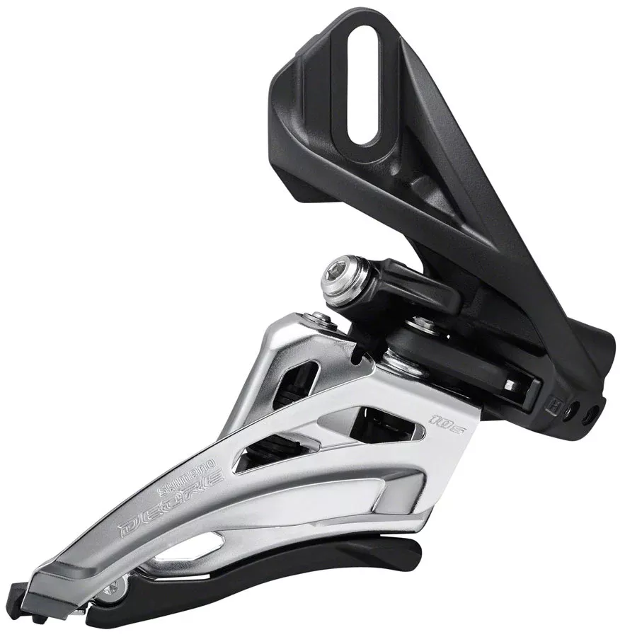 Shimano Deore FD-M4100-D Front Derailleur – 10-Speed, Double, Side Swing, Front Pull, Direct Mount, Silver/Black