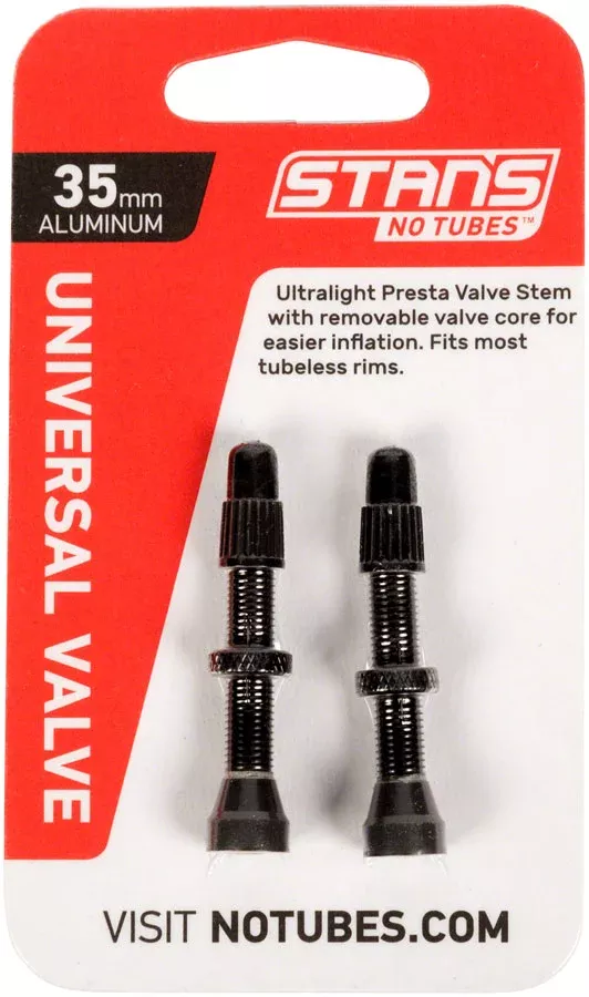 Stan’s Alloy Valve Stems – 35mm, Pair, Black