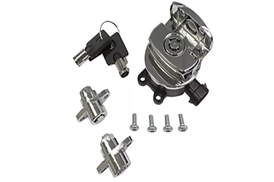 V-Twin 32-1444 Side Hinge Ignition Switch & Bag Locks Chrome Harley FLHR 14-20