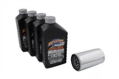 V-Twin 41-0051 Complete Oil Change Kit Chrome Filter Harley FXD Dyna 91-98