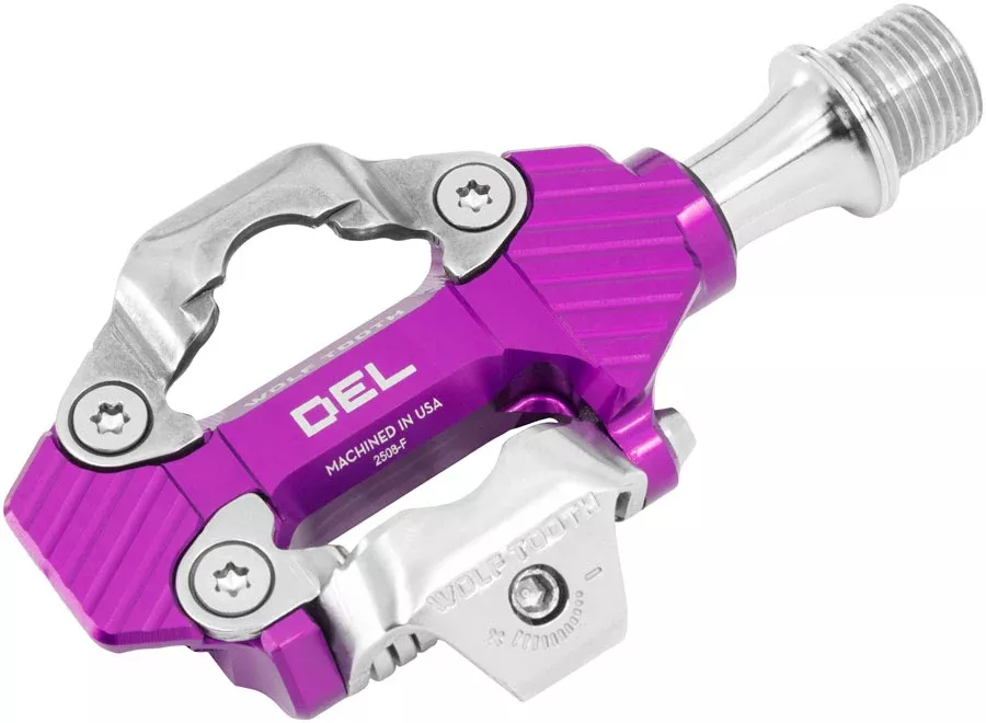 Wolf Tooth DEL Gravel Race Clipless Pedals – Single Sided Clipless, Alloy, 9/16″, Ultraviolet Purple, Pair, Shimano SPD