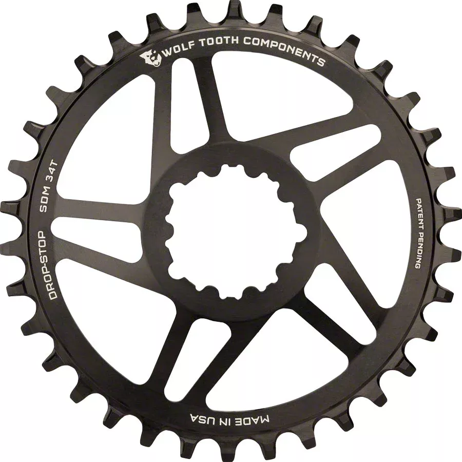 Wolf Tooth Direct Mount Chainring – 26t, SRAM Direct Mount, Drop-Stop A, For SRAM 3-Bolt Cranksets, 6mm Offset, Black