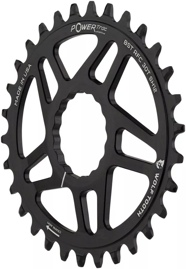 Wolf Tooth Elliptical Direct Mount Chainring – 32t, RaceFace CINCH Boost, Drop-Stop ST for Shimano 12 Speed HG+, Black