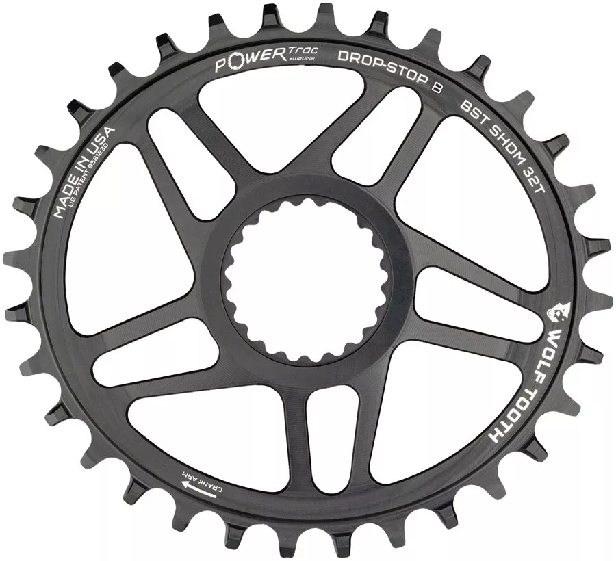 Wolf Tooth Elliptical Direct Mount Chainring – 32t, Shimano Direct Mount, Drop Stop B, Boost, 3mm Offset, Black
