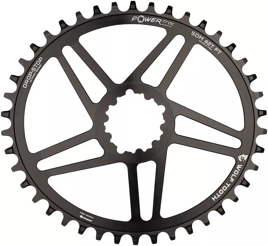 Wolf Tooth Elliptical Direct Mount Chainring – 42t, SRAM Direct Mount, 6mm Offset, Drop-Stop B, Flattop Compatible, Black