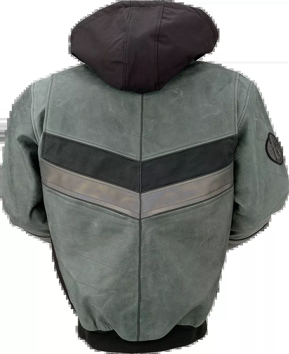 Z1R Thrasher Leather Jacket - Green/Gray - Large 2810-3814